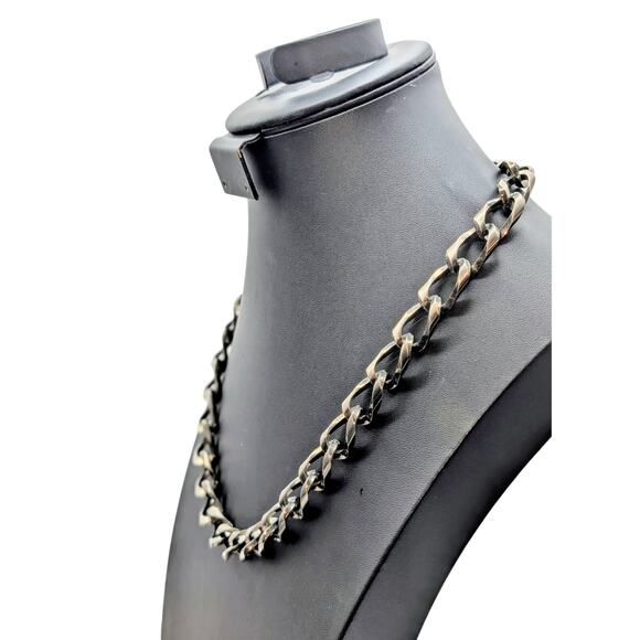 Chunky Gun Metal 24" Chain Link Necklace W/ Large Lobster Claw Clasp - Picture 2 of 5